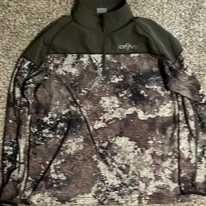 Kryvo Mens Strata Green Camo Long Sleeve Half Zip Hunting Shirt